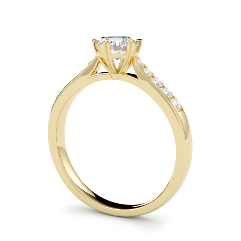 Pierścionek z diamentem Maya, diament szlif brylantowy, żółte złoto 750, oprawa w 6 łapek, GOLDPORT